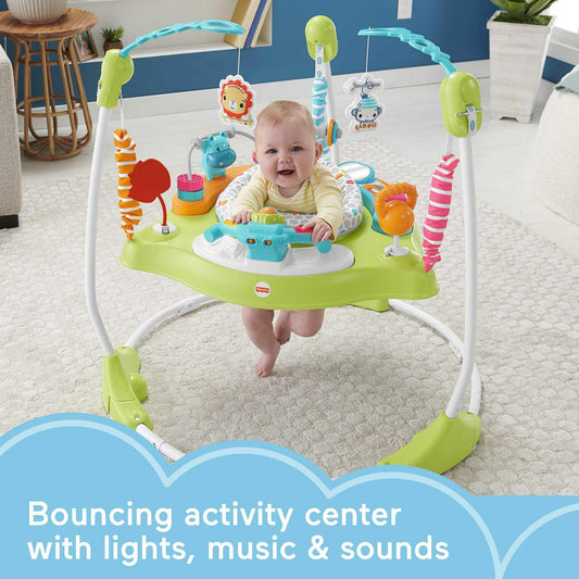 Fisher-Price Baby Bouncer Fitness Fun Folding Jumperoo Infant Activity Center with Lights & Music. Unisex