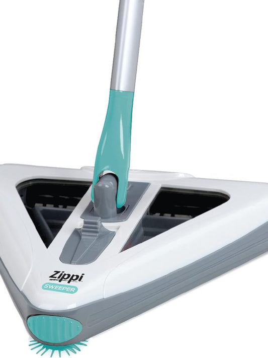 2025 Zippi Sweeper Max- Powerful and Lightweight Sweeper Perfect for Carpet Hardwood and Tile Triangular Design Allows for Sweeping in Corners 1000 mAh Rechargeable Battery