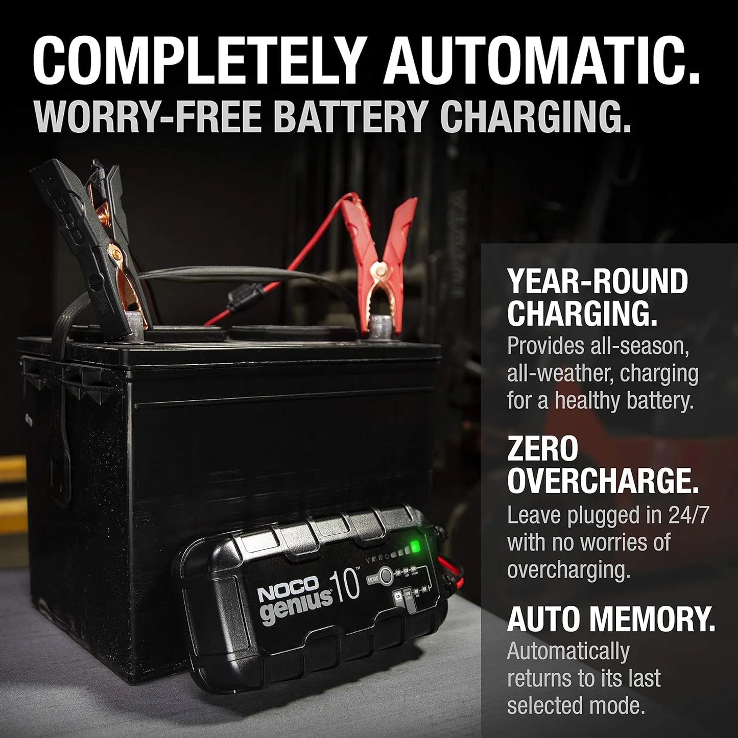NOCO GENIUS10: 10A 6V/12V Smart Battery Charger, Maintainer and Desulfator