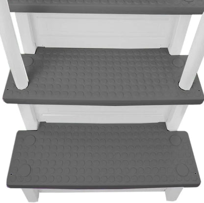 Non-slip entry steps for pools | Grey | For above-ground pools | Can be installed on terraces with a height of 122 to 137 cm | Load capacity up to 136 kg