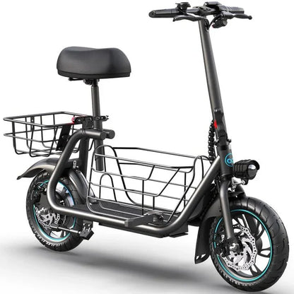 Electric scooter for adults with large center basket