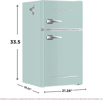 Frigidaire Retro Mini Fridge with Freezer Side Bottle Opener-Small 2 Door Refrigerator Office Bar