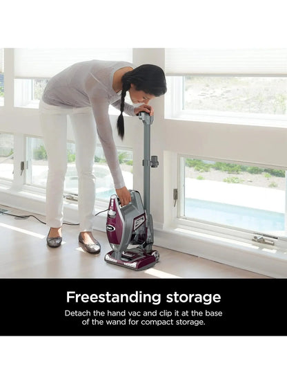 Shark HV322 Rocket Deluxe Pro Corded Stick Vacuum with LED Headlights, XL Dust Cup, Lightweight, Perfect for Pet Hair Pickup, Converts to a Hand Vacuum, with Pet Attachments, Bordeaux/Silver