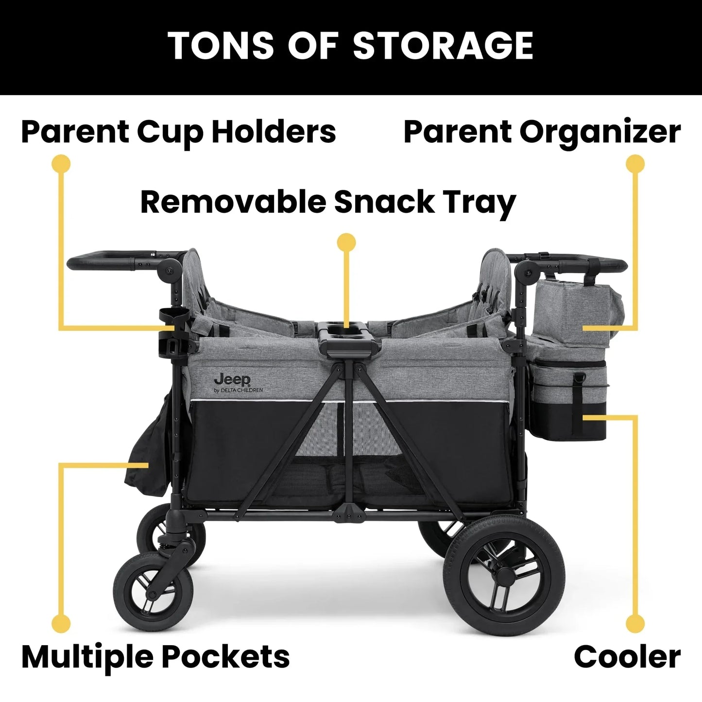 Jeep Wrangler Deluxe 4 Seater Stroller Wagon by Delta Children