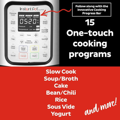 9-in-1 Multicooker, Pressure Cooker, Slow Cook, Rice Maker, Steamer, Sauté, Yogurt, Warmer & Sterilizer, Includes App With Over 800 Recipes, Stainless Steel, 6 Quarts