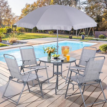 Vongrasig 6 Piece Folding Patio Dining Set Small Metal Outdoor Garden Patio Table and Chair Set