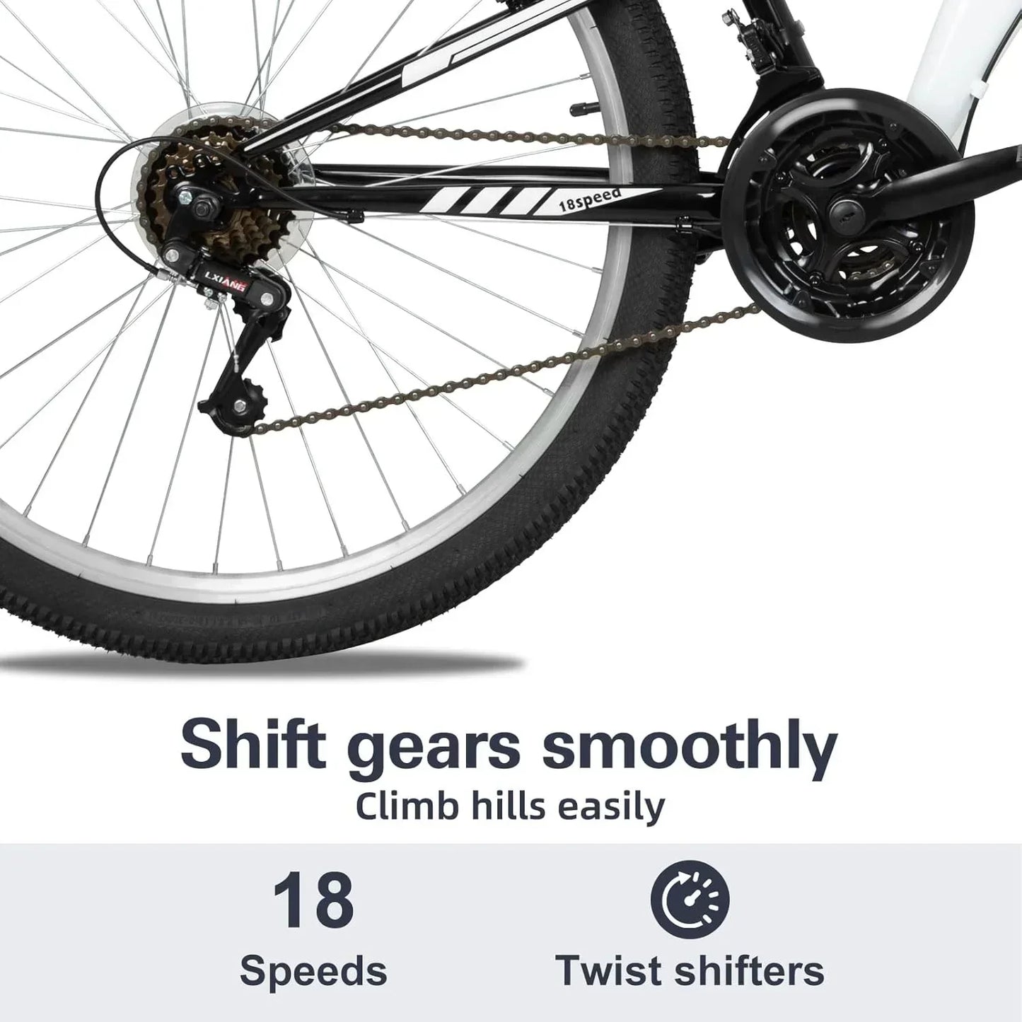 WEIZE Mountain Bike 26 27.5 inch Outdoor Hybrid Bikes 18-Speed High-Carbon Steel Full Suspension