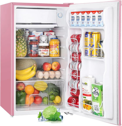 Upstreman 3.2 Cu.Ft Mini Fridge with Freezer, Single Door Mini Fridge, Dorm Fridge, Adjustable Thermostat, Mini Refrigerator for Bedroom, Office, Dorm, Black-BR321