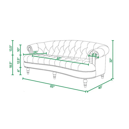 La Rosa 84 Mid-Century Modern Velvet Upholstered Chesterfield Tufted Sofa