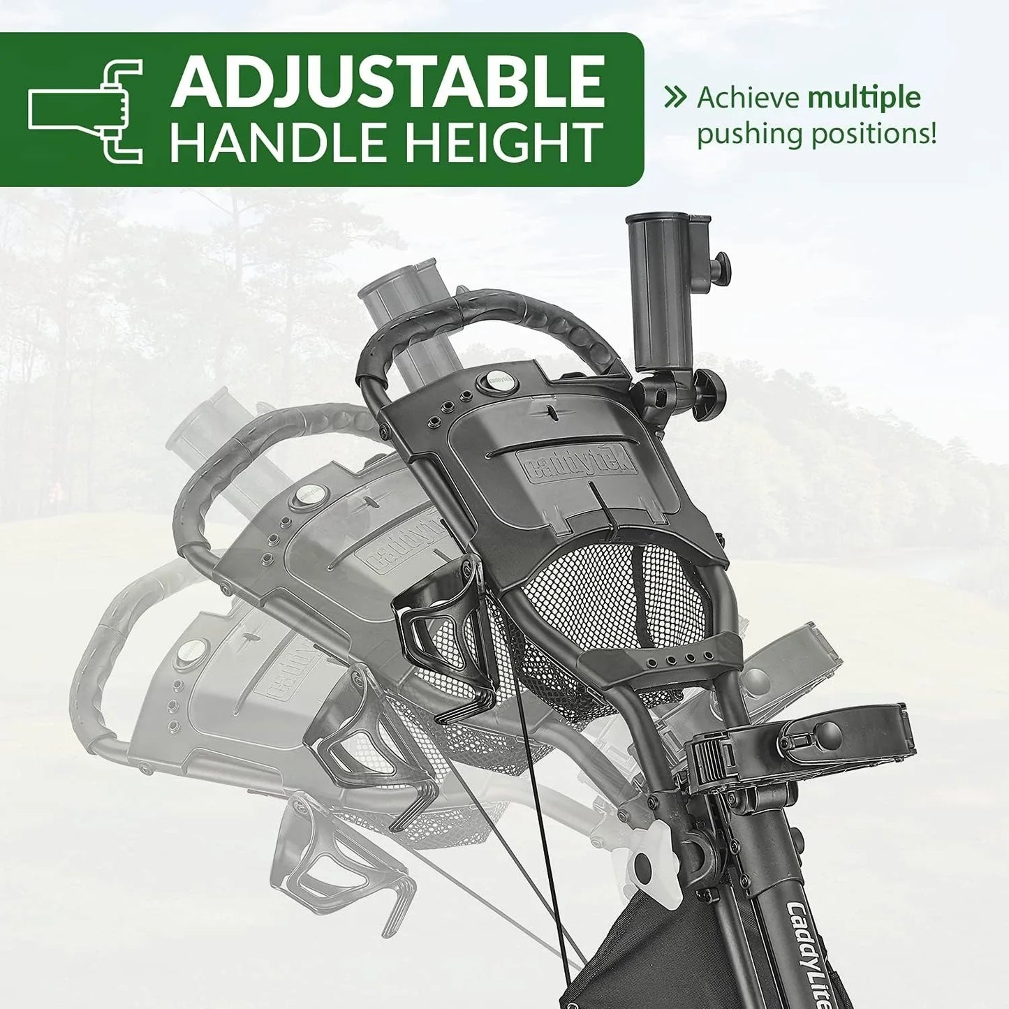 3Wheel Golf Push Cart - Golf Trolley Foldable Collapsible Lightweight Pushcart with Foot Brake - Easy to Open & Close