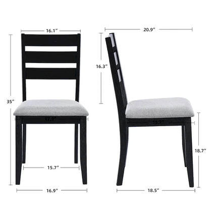 5-Piece Solid Wood 47L Dining Table Sets (1 Table+ 4 Slat Back Chairs)