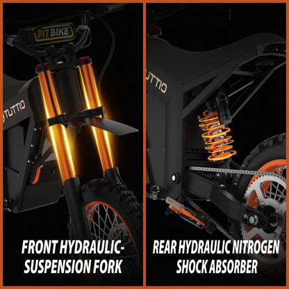 TUTTIO Soleil01 2000W Electric Dirt Bike Adult, 48V 21AH 37MPH, Electric Motorcycle 14"&12"Tire Off-Road Dirt EBikes Full suspension