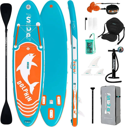 FunWater Inflatable Stand Up Paddle Board with Premium SUP Paddle Accessories, Non-Slip EVA Deck, 11'/10'6' Paddle