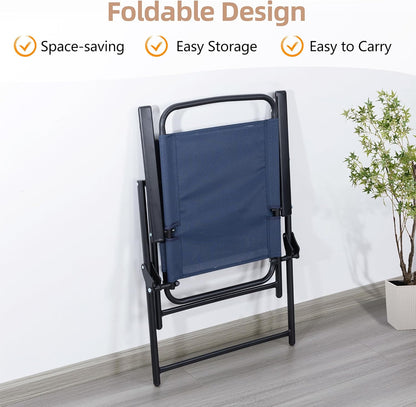 Vongrasig 6 Piece Folding Patio Dining Set Small Metal Outdoor Garden Patio Table and Chair Set