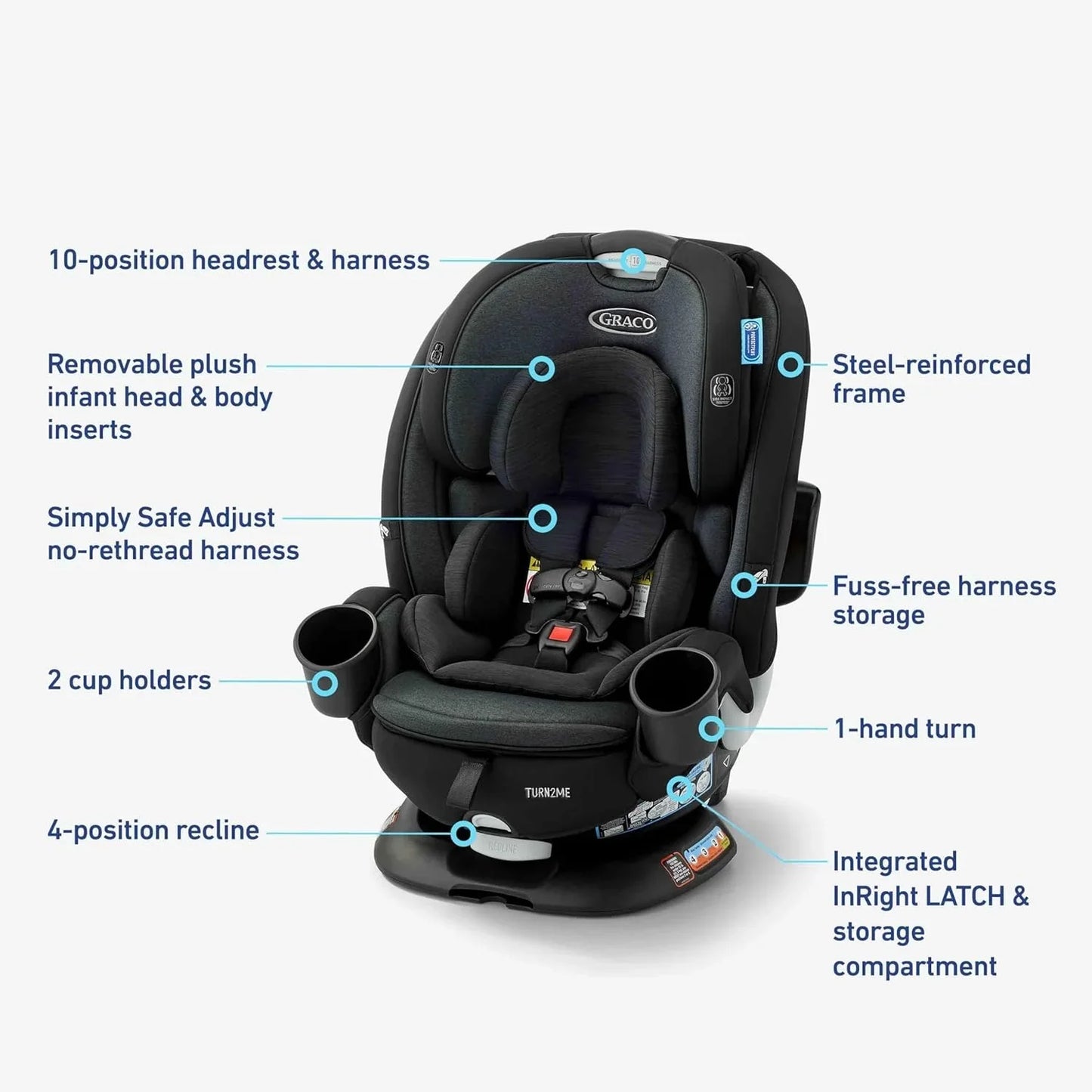 Graco Turn2Me 3-in-1 rotating child car seat, Cambridge
