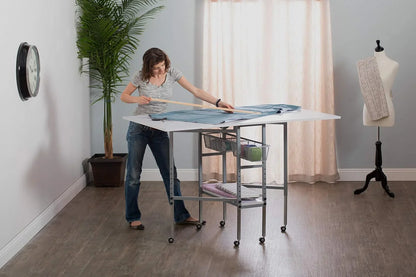 Sew Ready Hobby Cutting Table, 58.75"x36.5", White/Silver