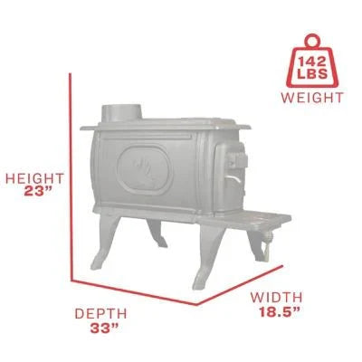 2025 900 square feet EPA-exempt cast iron stove