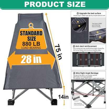 Slsy 2 Pack Folding Bed Cot with 3.3 Inch 2 Sided Mattress, 75"* 28" Folding Camping Cots with Carry Bag, Portable Sleeping Cot Guest Bed