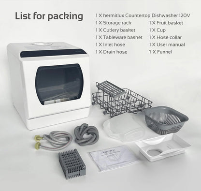 Hermitlux Countertop Dishwasher With 5-Liter Built-in Water Tank