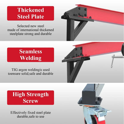 2025 1-ton gantry crane, adjustable, 2200 lbs lifting capacity, height adjustable 96.5"-143.7", portable hoist for factory, construction site, warehouse, auto repair shop