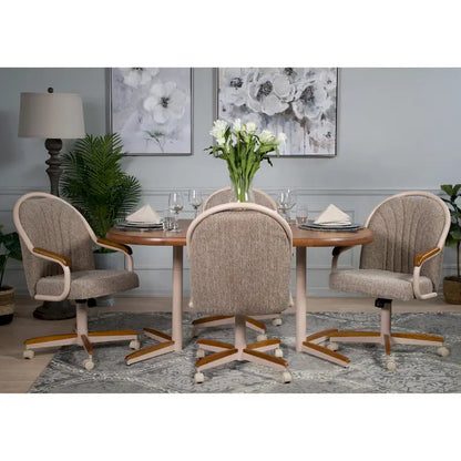 Casual Dining Cushion Swivel-and-Tilt Rolling Caster Chair