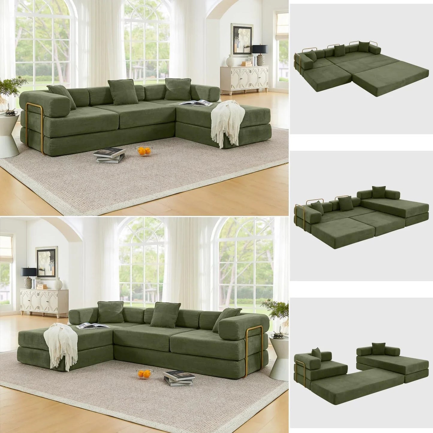 HANXIN 78 Inch Convertible Sleeper Sofa Bed, Folding Floor Mattress Couch