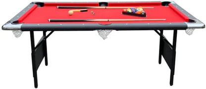 Hathaway Fairmont 6 Ft Portable Pool Table, Adults Folding Billiards Tables for Game Room with Easy Foldable Storage, Includes Full Set of Billiard Balls, Cues, Chalk & Brush