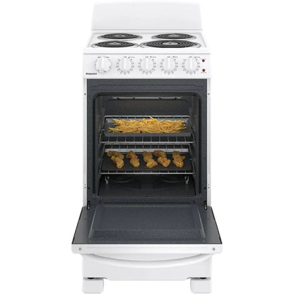 20-inch electric oven with 4 cooking zones, freestanding, in white