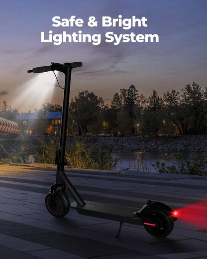 Electric scooter, 350W/500W powerful motor, 8.5"/10" solid rubber tires, 19/22 mph, 28/21/12 mile range, dual brakes