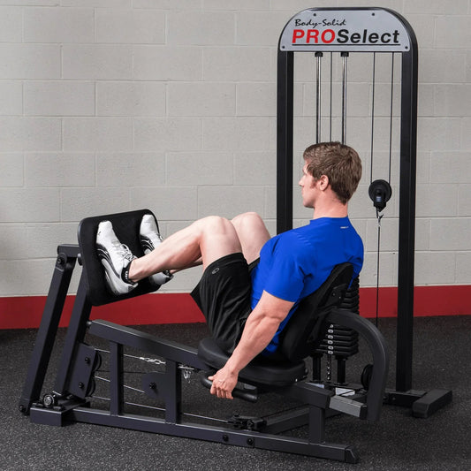 Body Solid Pro Select Leg Press GLP STK/3 with 310 lb Stack, Oversized Rubberized Footplate, Double Beam Design, Commercial Bearings