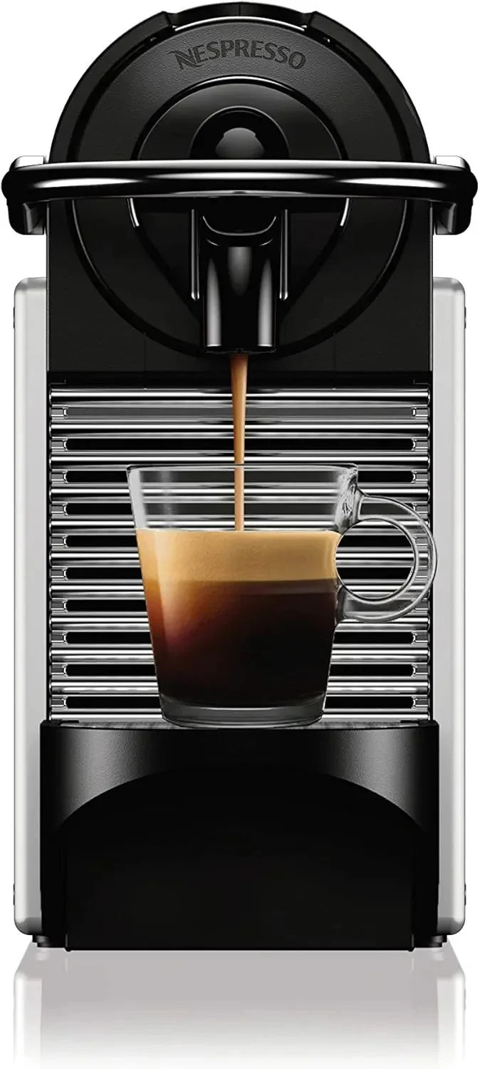 Nespresso Pixie espresso machine by DeLonghi, 19-bar pump, compact aluminum design, silver, 1100 ml