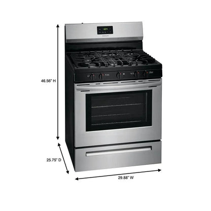 Frigidaire 30 inch (76 cm) wide freestanding 5-burner stainless steel gas hob FCRG3052AS