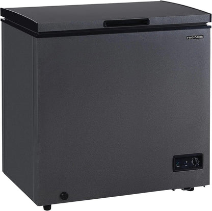 Frigidaire chest freezer (7 cubic feet), granita finish, adjustable thermostat, easy defrost function, removable basket