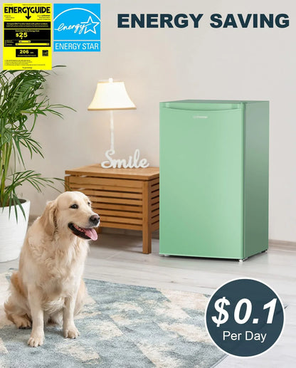 Upstreman 3.2 Cu.Ft Mini Fridge with Freezer, Single Door Mini Fridge, Dorm Fridge, Adjustable Thermostat, Mini Refrigerator for Bedroom, Office, Dorm, Black-BR321