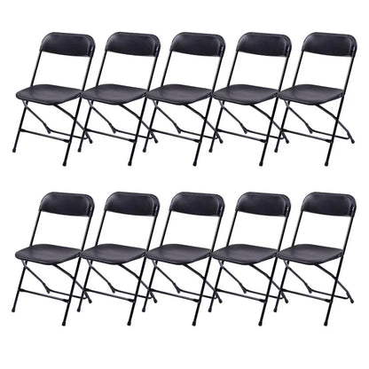 Ktaxon 6ft White Folding Table and 10 Pack Folding Chairs Black, Plastic Table and Chair Set