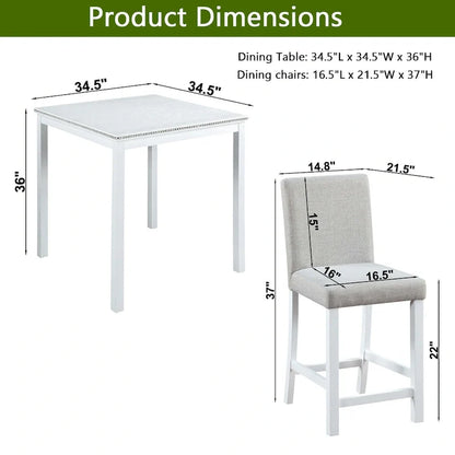Modern 5-Piece Dining Set with Square Counter Height Table & 4 Upholstered Chairs