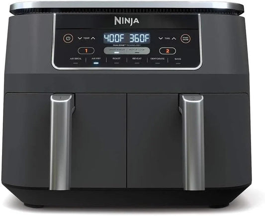Ninja Foodi 10QT 6-in-1 DualZone Smart XL Air Fryer, 2 Independent 5QT Baskets, Smart Cook Thermometer, Match Cook, Smart Finish, Air Fry, Roast, Bake, Dehydrate, Reheat, Grey, DZ550
