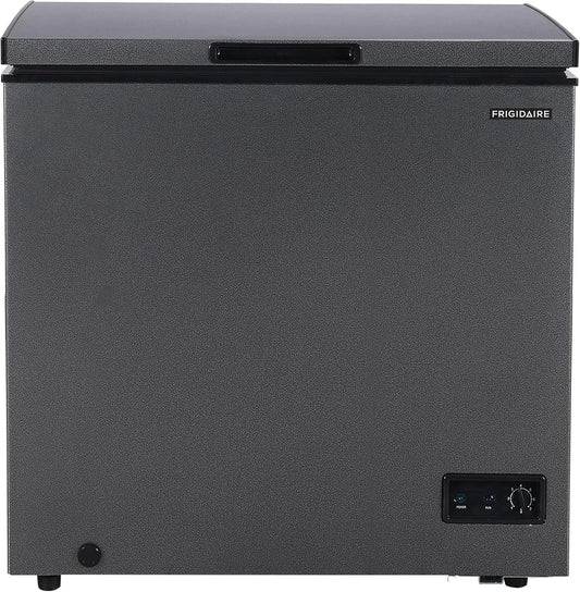 Frigidaire chest freezer (7 cubic feet), granita finish, adjustable thermostat, easy defrost function, removable basket