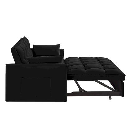 4 in1 Loveseat Sofa Bed with Armrests & Storage Pockets, Multi-Function Tufted Pull-out Sofa Bed with Adjustable Backrest
