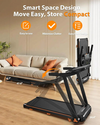 Foldable Treadmill for Home with Incline Extra Large Dual LED Screen Home Office Treadmills