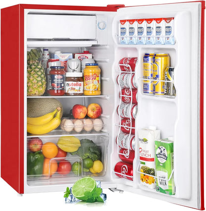 Upstreman 3.2 Cu.Ft Mini Fridge with Freezer, Single Door Mini Fridge, Dorm Fridge, Adjustable Thermostat, Mini Refrigerator for Bedroom, Office, Dorm, Black-BR321