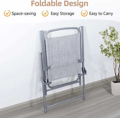 Vongrasig 6 Piece Folding Patio Dining Set Small Metal Outdoor Garden Patio Table and Chair Set