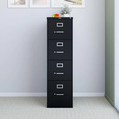STAPLES 4-Drawer File Cabinet, Lockable, Black, 25"D x 15"W