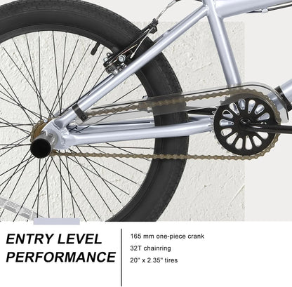 WEIZE Freestyle BMX Bicycle 20 Inch Stunt Bike for Kids and Adults Men and Women High Strength Steel Frame 360 Degree Rotor Freestyle