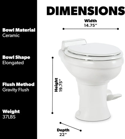 320 Series Standard Height RV Toilet - White