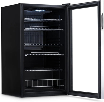 Beverage Refrigerator Cooler | 126 Cans Free Standing with Right Hinge Glass Door | Mini Fridge Beverage Organizer Perfect For Beer, Wine, Soda, And Cooler Drinks