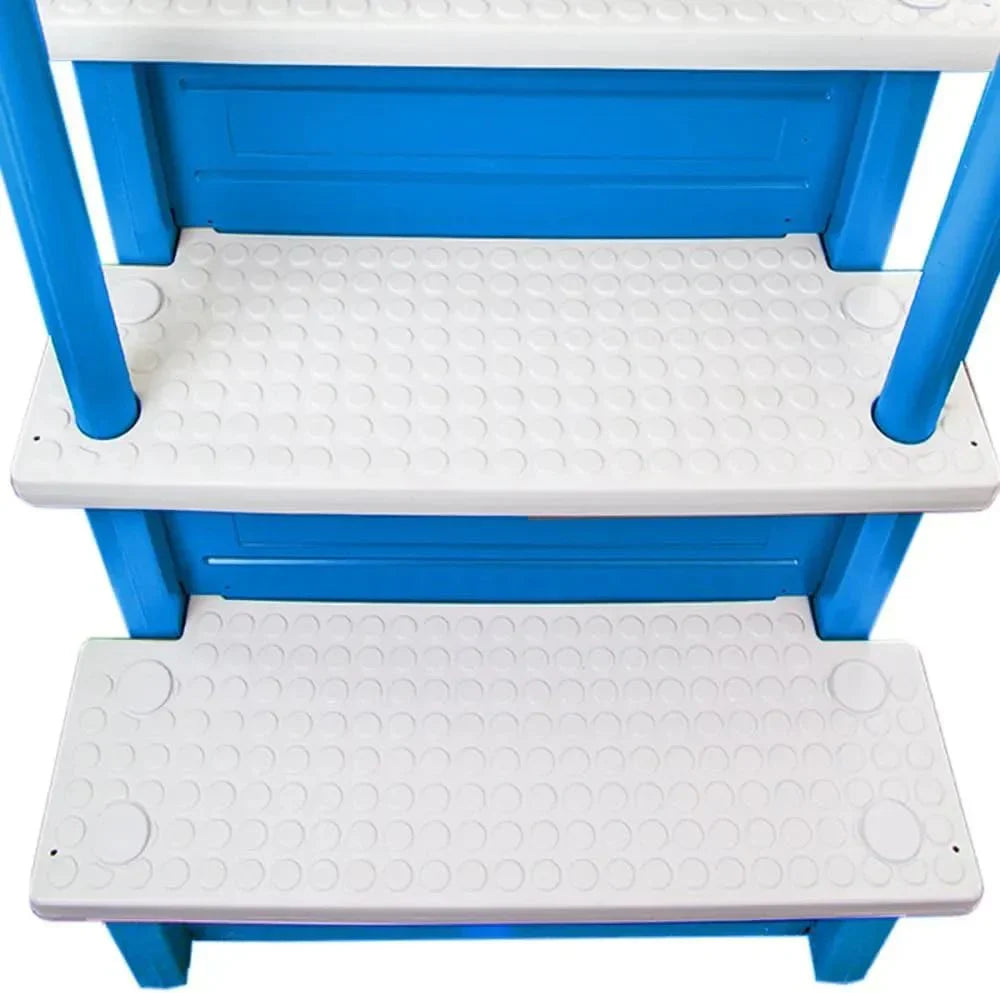 Non-slip entry steps for pools | Grey | For above-ground pools | Can be installed on terraces with a height of 122 to 137 cm | Load capacity up to 136 kg