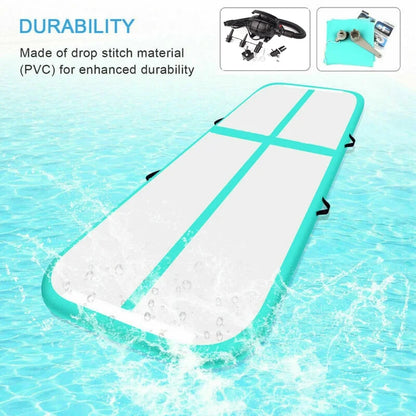 Fbsport Green 4m*1m*0.1m Inflatable Air Track Tumbling Gymnastic Mat Floor Home Training Yoga W/ Pump