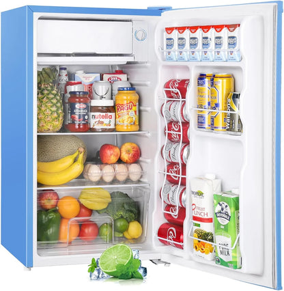 Upstreman 3.2 Cu.Ft Mini Fridge with Freezer, Single Door Mini Fridge, Dorm Fridge, Adjustable Thermostat, Mini Refrigerator for Bedroom, Office, Dorm, Black-BR321