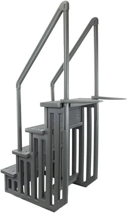 Select Anti-Slip in-Pool Steps | Gray | for Above Ground Swimming Pools | Can Mount to Decks 48" to 54" H | Safety Stairs Capacity Up to 300 lbs
